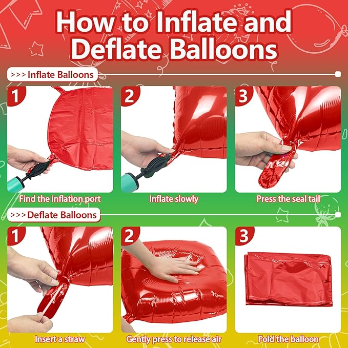 NISOCY 48PCS Red Green Gold Square Foil Balloons Wall Backdrop Double Sided Red Green Gold Balloons Arch Kit for Birthday Christmas New Year’s Graduation Anniversary Wedding Party Decorations