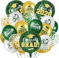 Green and Gold Graduation Balloons Graduation Decorations 2026, 51Pcs Grad Latex Balloons and Grad Foil Balloon with Confetti Ribbons Grad Party Decorations for College High School