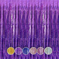 QRabbit 4 Pack Purple Tinsel Foil Fringe Curtains - 3.3x6.6 Ft Metallic Party Streamers Backdrop for Birthday Wedding Christmas Party Decor, Self-Adhesive Photo Booth Wall Door Decorations