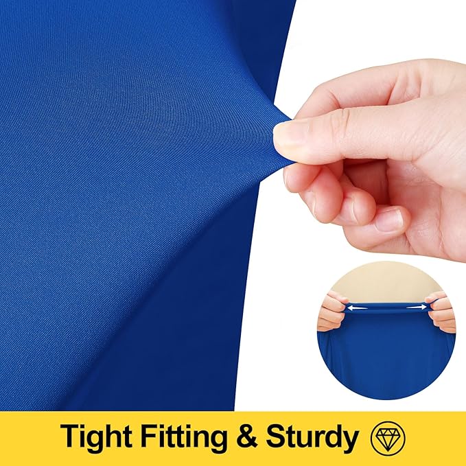 Smiry Spandex Tablecloth, Elastic Fitted Stretch Tablecloth for 4FT Rectangle Tables, Waterproof Washable Table Cover Skirt for Outdoor, Wedding, Banquet & Parties (Blue, 48Lx30Wx30H Inch)