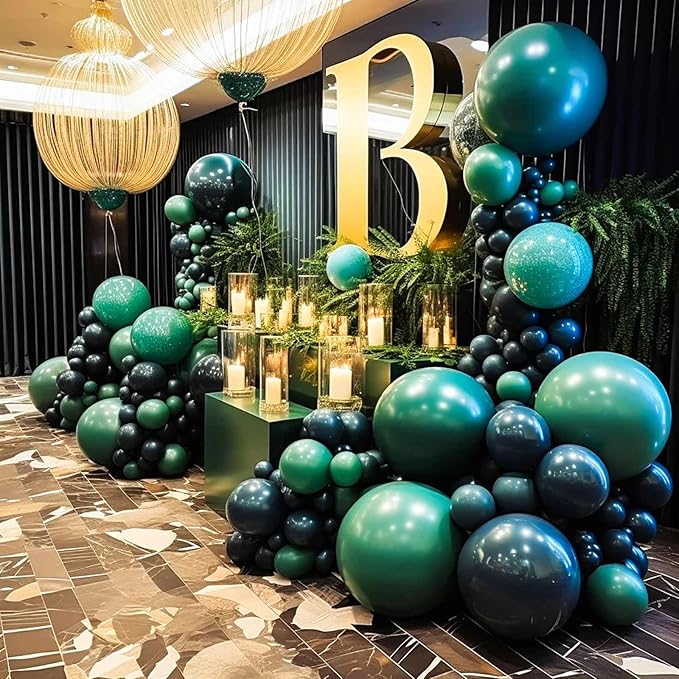 KALOR 36 Inch Giant Dark Green Balloons, 6 Pack Large Round Green Latex Balloons for Anniversary, Birthday, Christmas, Wedding, Baby Shower Party Decorations