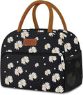Coobiiya Lunch Bag Lunch Box for Women Men, Reusable Cute Lunchbag - Leakproof, Adult Insulated Lunch Box Tote with Large Capacity, Cooler Container for Work, Travel, Office (Black Daisy)