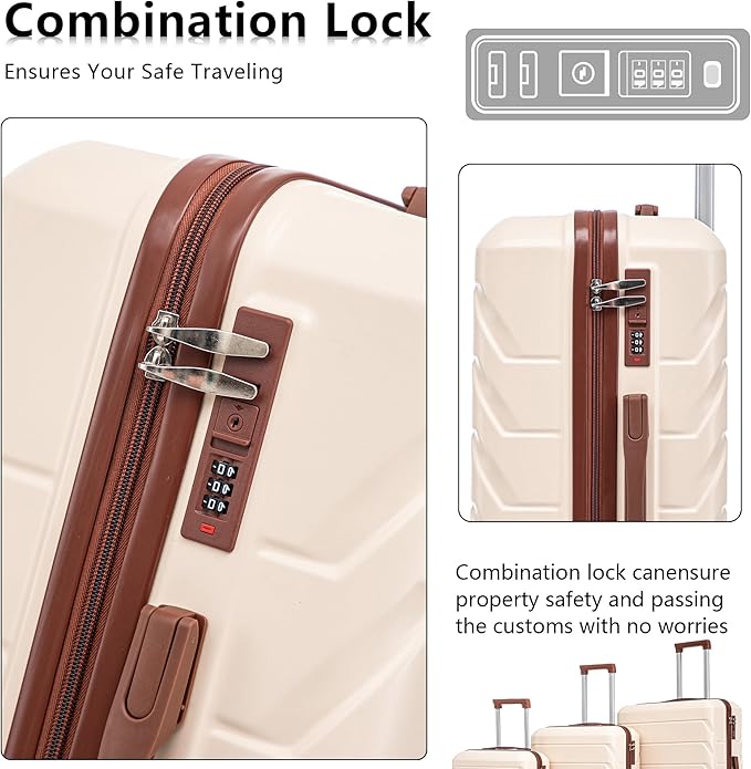 Luggages Sets 3 Piece ABS Hardside Luggage Sets Spinner Wheels Suitcase with Lock