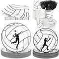 durony 144 Pieces Volleyball Paper Plates and Napkins Dinnerware Set Volleyball Birthday Party Tableware Supplies Includes Paper Plates Napkins Forks Serve 24 for Sports Party Supplies