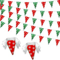100 Feet Red Green Christmas Pennant Banner Flags String Triangle Bunting Garland with White Snowflakes for Christmas Tree Indoor Outdoor Shops Hanging Decoration,60 Pcs