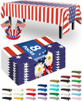 Pureegg 4th of July USA 250th Anniversary Plastic Tablecloth Disposable 8 Pack, Patriotic American Flag Rectangle Table Cover 54 x 108 Inch, Table Cloth for Independence Day BBQ Picnic Party