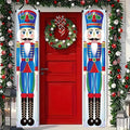 Christmas Nutcracker Door Banner 12x71 Inch Soldier Couplets Decoration for Front Porch Holiday Entryway Outdoor Xmas Wall Decor with Red Blue Toy Guard Design