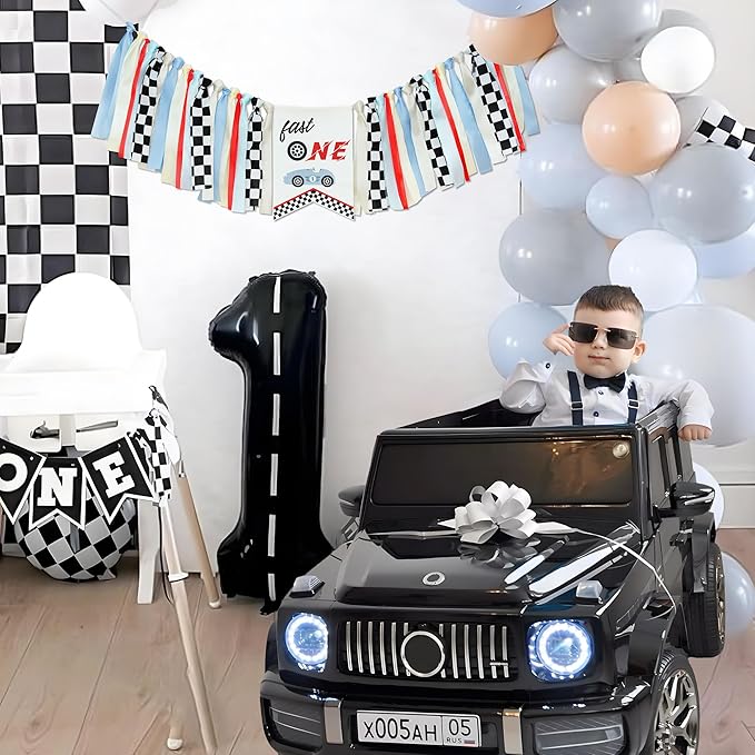 Fast One Highchair Banner 1st Birthday Boy Race Car First Birthday Party Decorations Fast One Race Car Photo Prop Cake Smash