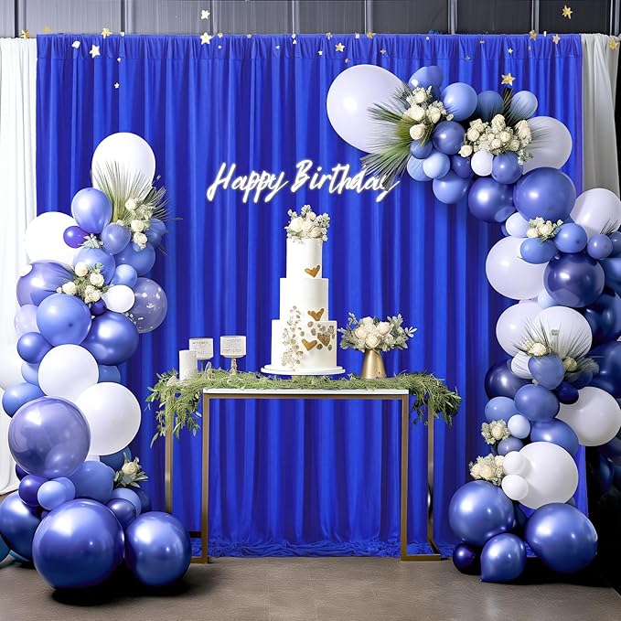 16x10FT Royal Blue Backdrop Curtains for Wedding Parties, Wrinkle Free Polyester Photography Backdrop Drapes for Wedding Baby Shower Birthday Parties Stage Background Stand Decorations 4x10ft,4 Panels