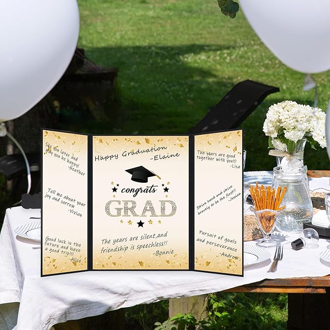 Vlipoeasn 2PCS Graduation Guest Book Alternative, Black Gold Class of 2026 Graduation Party Decorations, Graduation Signature Book for 2026 College High School, Unique Graduation Gifts for Friends