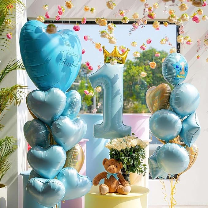 Lovoir 12 Pcs Pink Heart Shape Foil Mylar Balloons 18 Inch Love Balloons for Valentine's Day Birthday Party Decorations Wedding Engagement Romantic Decor (Baby Pink & Baby Blue & Olive)