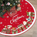48 Inch Christmas Tree Skirt Double Layer Large Snowflake Xmas Tree Mat Decor for Winter Holiday Party Indoor Outdoor Christmas Decorations(Red,Train)