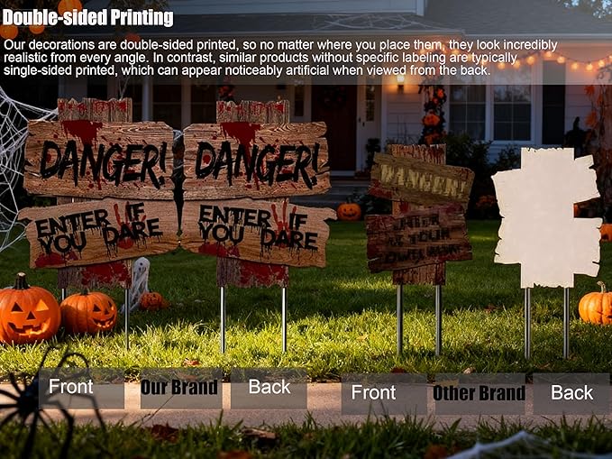 Halloween Decorations, 3 Pack 15" x 12" Yard Signs Stakes Props Outdoor Decor Scary Zombie Vampire Graves Holiday Party Supplies