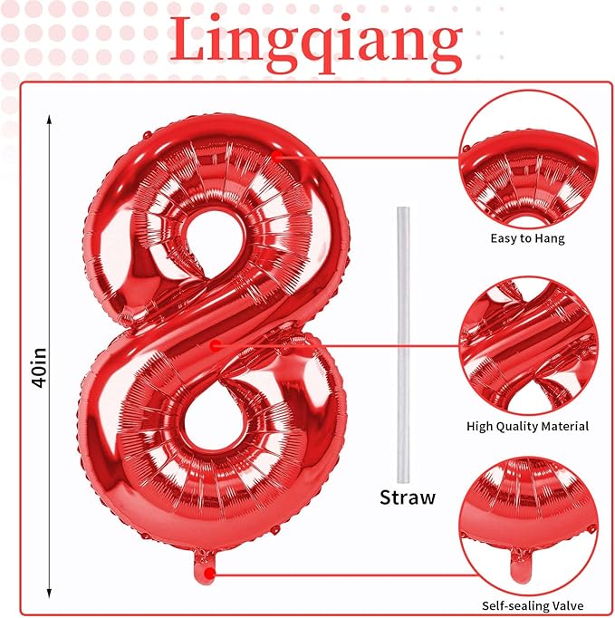Red Number 80 Balloons for 50th Birthday Decorations,40 Inch Red Helium Foil Number 8 & 0 Balloons for Women,Red 80th Birthday Balloons for 80 Year Old Men Anniversary Party Decor Supplies
