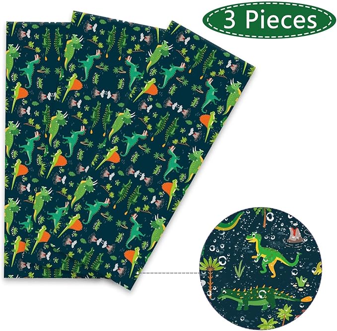 Tevxj 3 Pieces Dinosaur Plastic Tablecloth Dinosaur Birthday Party Plastic Table Covers for Boy Birthday Baby Shower Party Decorations Supplies 54X108inch