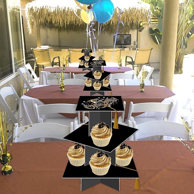 KALEFO Graduation Decorations 2026 Graduation Cap Cupcake Stand with Tassel Grad Party Supplies Graduation Party Favors Table Decor (Gold)
