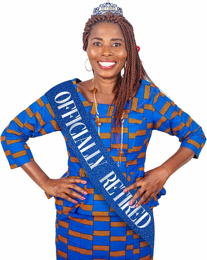 2025 Retirement Tiara & Sash - Officially Retired Sash & Crown for Parties, Events, Gifts, Favors, and Decorations (2025 Blue)