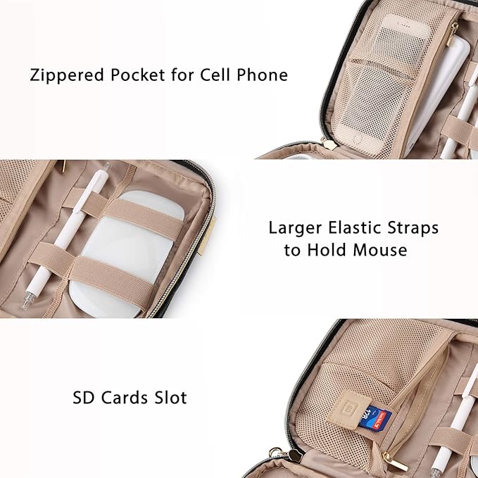 BAGSMART Electronics Organizer Case, Cord & Cable Organizer, Tech Travel Essentials, Women's Black Accessory