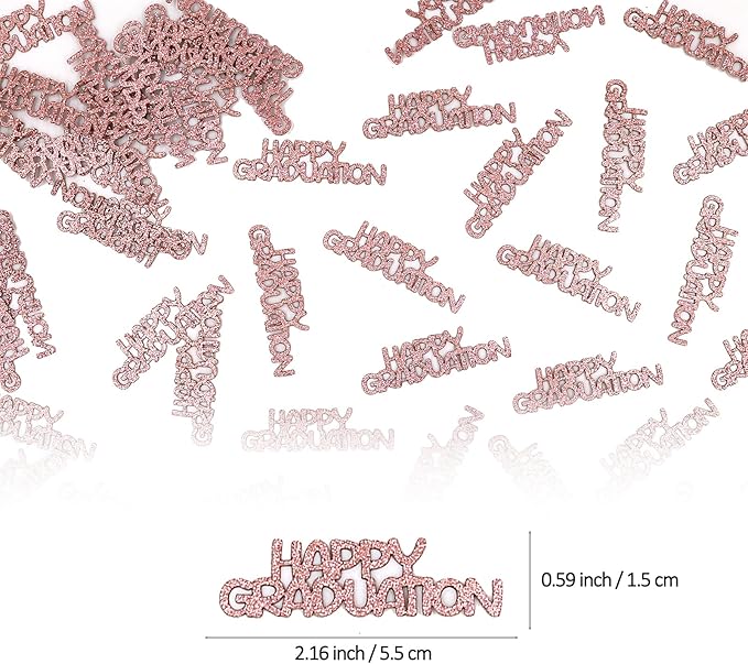 Rose Gold Happy Graduation Confetti Class of 2026, 120 PCS Glitter Graduation Decorations 2026, Grad Confetti for Grad Party Decorations.