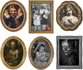 Scary Halloween Party Decoration Indoor Home Wall Decor, 3D Changing Face Moving Picture Portrait Frame, for Horror Spooky Party Supplies Castle Haunted House Decor(Style C, 6 Pieces)
