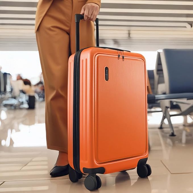 TRAVELARIM 24 Inch Luggage with Spinner Wheels, Hard Shell Suitcase with TSA Locks for Luggage, Travel Large Suitcase, Expandable Hard Shell Suitcases, Orange