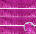 Hot Pink Birthday Decorations Tinsel Garland Parade Float Decorations for Trailer 4Pack 12FT Christmas Party Decor Ceiling Fringe Banner Pink Backdrop for Streamers Party Decorations