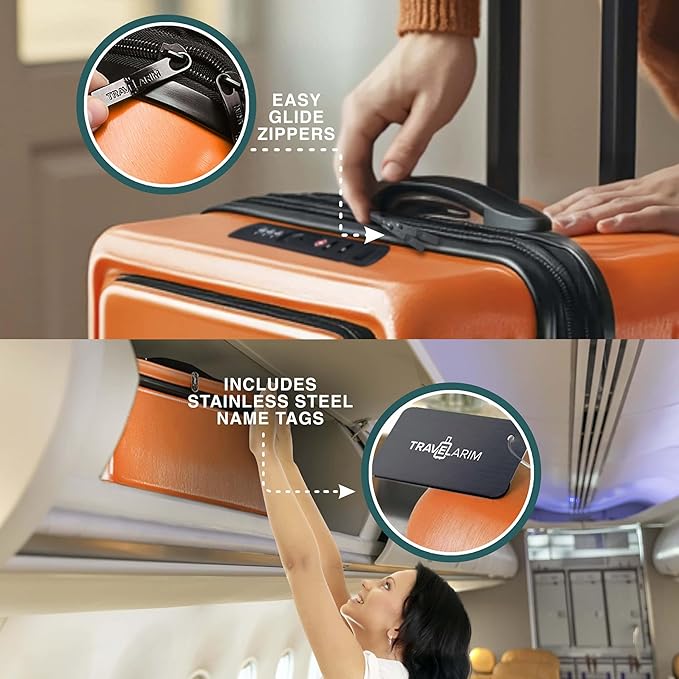 TRAVELARIM Luggage Sets 3 Piece, 20 Inch Carry on Luggage and 24 Inch Suitcases with Wheels Spinner, Durable Hard Shell Suitcase Set, Expandable Travel Suitcase, Orange