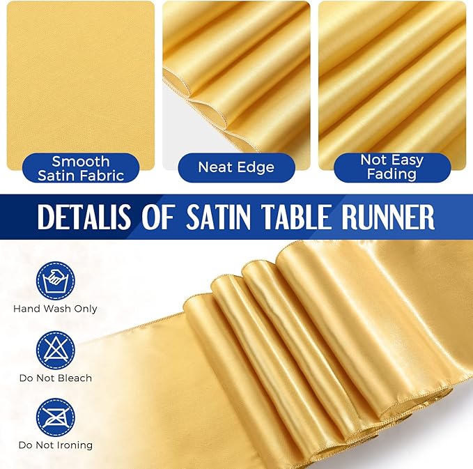 Breling 24 Packs Navy Blue and Gold Disposable Plastic Tablecloths and Satin Table Runner Set, 54 x 108 Inch Tablecloth, 12 x 108 Inch Table Runners for Wedding Graduation Birthday Baby Shower