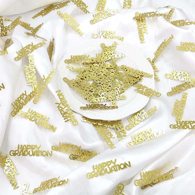 Gold Happy Graduation Confetti, Glitter Graduation Decorations 2026, Congrats Grad Confetti for Class of 2026 Grad Party Decorations 120 PCS.