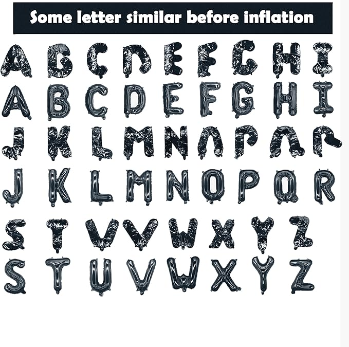 16 Inch Black Letter Balloons Mylar Foil Alphabet Letter A-Z Balloons Set for Wedding Birthday Party Decoration Banner 26pcs (black)