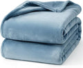 Hansleep Fleece Washed Blue Full Blanket, Super Soft Flannel Fuzzy Plush Cozy Blanket for All Seasons, Washed Blue, Full 84x90 Inches