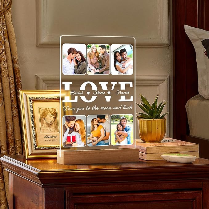 Custom Picture Frames, Personalized Picture Frame with Photo, Custom Photo Frame, Customized Anniversary Couples Gifts for Women Men Girlfriend Boyfriend Her Him