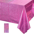 1 Pack Iridescence Plastic Tablecloths Shiny Disposable Laser Rectangle Table Covers Holographic Foil Tablecloth Iridescent Kpop Birthday Bridal Wedding Christmas Party Decoration, 54" x 108" (Pink)