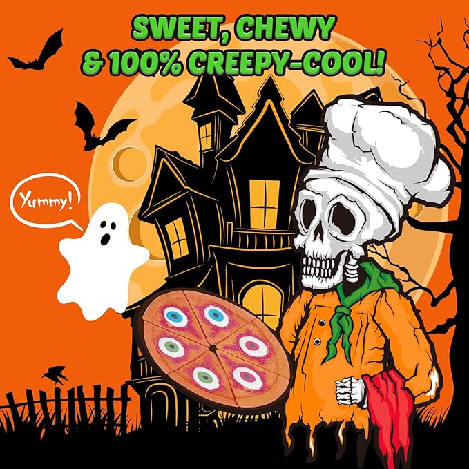 AMOS Halloween Pizza Gummy & Eyeball Marshmallow Candy – Fun, Gross-Looking Treats for Kids, Parties, Birthdays & More – 180g Bag