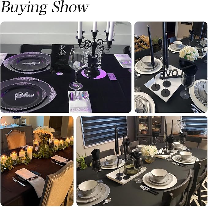 WIGENIUS 6 Pack Black Table Cloth Rectangle Tablecloths 60X102 Inch,Polyester Table Cloth for 6 Foot Rectangle Tables,Wrinkle Resistant Washable Fabric Table Covers for Party,Wedding Banquet