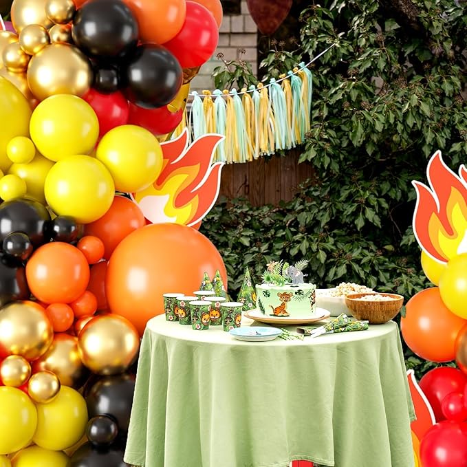 Red Yellow Black Balloon Arch, Fire Truck Balloon Garland for Firefighter Birthday Party Decorations, Fire Truck Theme Yellow and Orange Balloon Arch Kit for Fire Truck Birthday Decorations