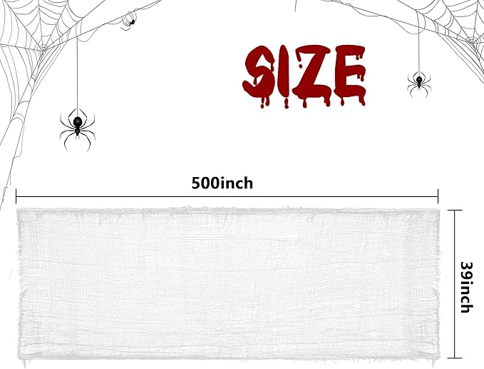 Watayo 500 x 39 Inch Large Size Halloween Spooky Cheese Cloth, Halloween White Scary Creepy Cloth, Windows Doorways Cover Gauze for Halloweens Haunted House Party Decor