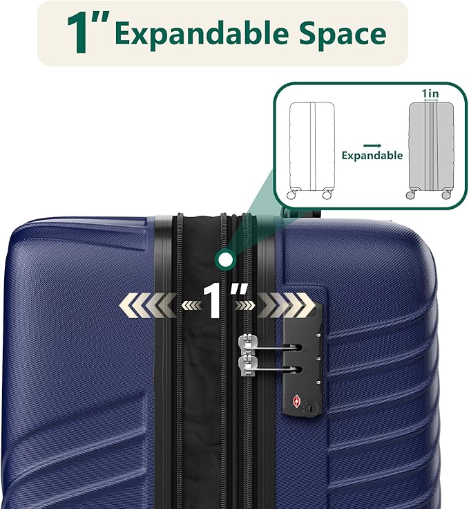 Luggage Sets 3 Piece, ABS Hardside Suitcase Set (20/24/28) with Spinner Wheels, TSA Security Lock, Airline-Approved Carry-On & Lightweight Large Checked Luggage for Business, Travel, Family Vacations