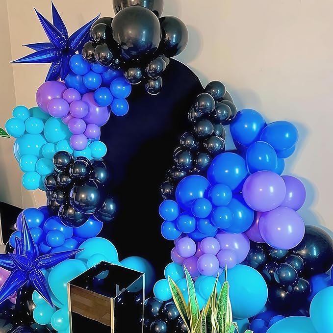 Black and Green Balloons, 60PCS Teal Blue Green Purple Video Game Balloons, Black Purple Blue Balloon for Man Video Game Baby Shower Birthday Monsters Theme Boys Game Night Party Decorations Supplies