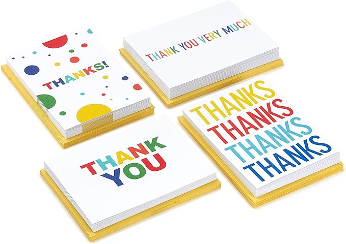 Hallmark Thank You Cards Assortment, Primary Colors (48 Thank You Notes for Kids and Adults) for Graduation, Baby Shower, Birthdays, All Occasion