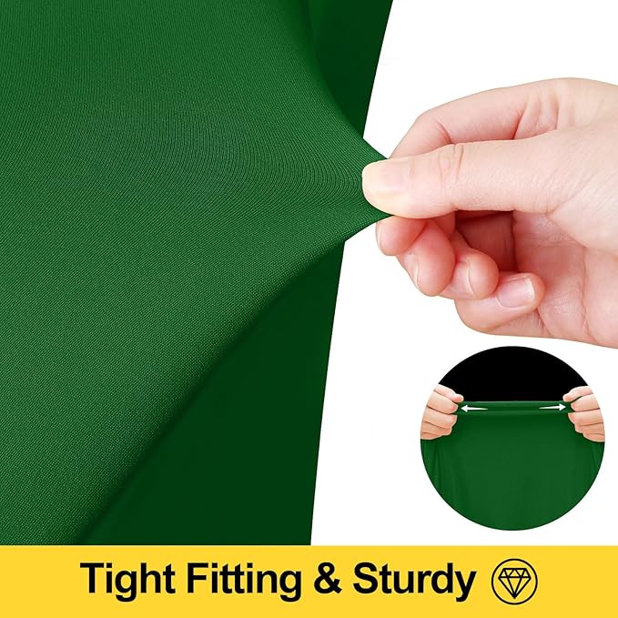 Smiry Spandex Tablecloth 2 Pack, Elastic Fitted Stretch Tablecloth for 8FT Rectangle Tables, Waterproof Washable Table Cover Skirt for Wedding, Banquet & Parties (Emerald Green, 96Lx30Wx30H Inch)