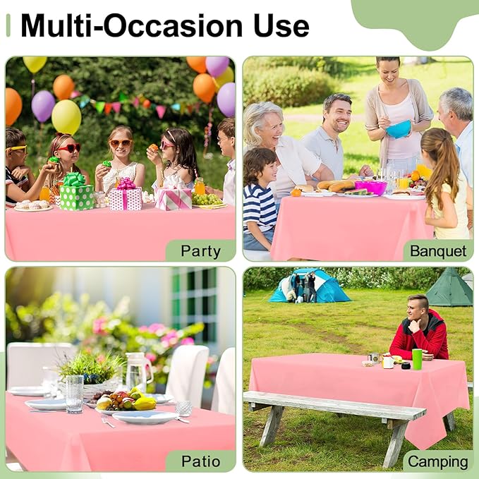 misaya 6 Packs Disposable Plastic Table Cloth, 54 x 108 Inch Waterproof Rectangle Tablecloth, Leakproof & Sturdy Decorative Table Covers for Easter, Picnic, Party and Outdoor, Peach