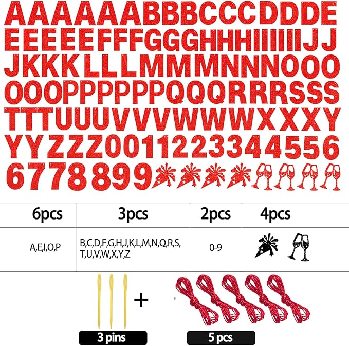 129Pcs DIY Custom Letter Banners Glitter Customizable Banner Kit 0-9 Numbers DIY Happy Birthday Letters Valentine's Day Personalized Banners for Wedding Birthday Party Decorations Supplies(Dazzling Red)