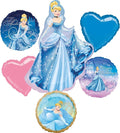Cinderella Birthday Party 6pc Foil Balloons Bouquet Decorations