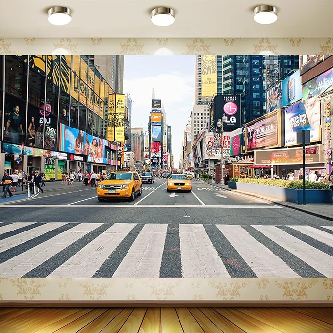 6x6FT Taxi New York Fashion Street Party Photography Background NYC Time Square Buildings Photo Backdrops Adult Portrait Studio Booth Props Banner