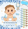 Pin The Pacifier On The Baby Game, Blue Baby Shower Decoration Pin Pacifier on Baby Poster Game with Poster 48 Pacifier Stickers Blindfold Game for Blue Bear Baby Shower Birthday Party Decorations