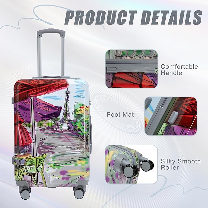 Hardshell Luggage Sets, Lightweight Wave Suitcases with Spinner Wheels, Coffee Tower