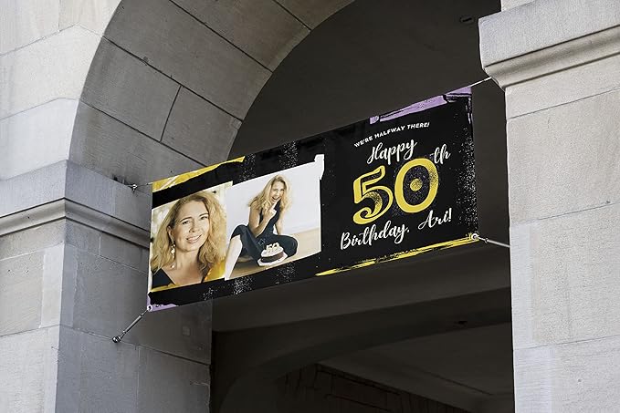 Custom Happy Birthday Vinyl Banner Sign, Personalized Party Backdrop, Gift, and Decoration - From NiceMemoryLLC. (Style-21)