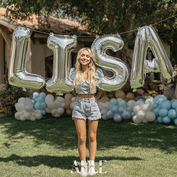 AULE 40 Inch Big Letter Balloon Silver G Large Foil Helium Alphabet Balloons A-Z for Birthday Anniversary Graduation New Year Party Decoration Supplies