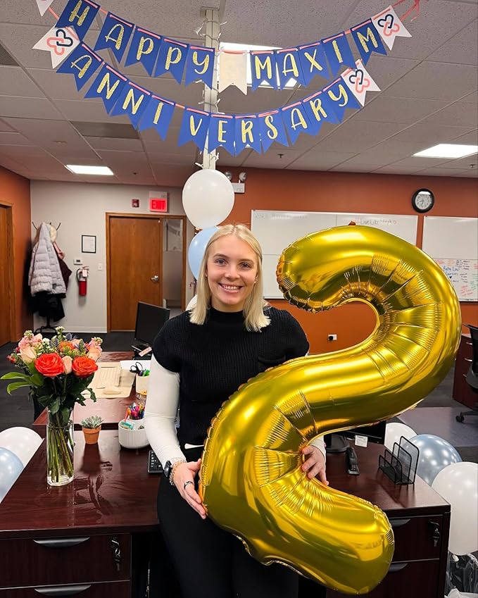 40 Inch Gold Number 8 Balloon, Giant 8 Number Balloons for 8th Birthday Decorations, Party Supplies for Baby Boy Girl, Gold Party Decor